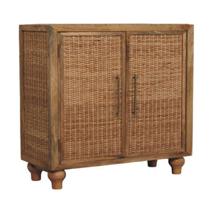 Rattan Oak 2-Door Cabinet | Textured Doors | Versatile Storage Furniture
