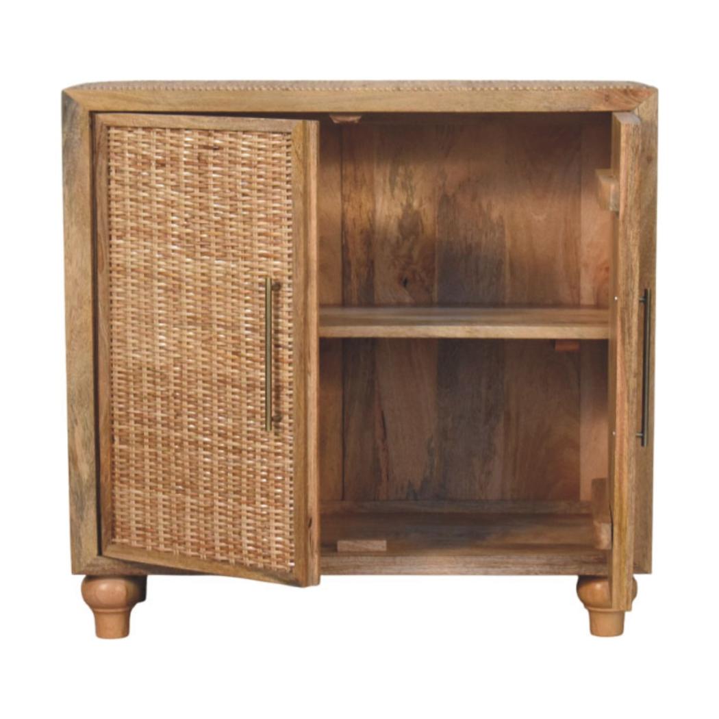 Rattan Oak 2-Door Cabinet | Textured Doors | Versatile Storage Furniture