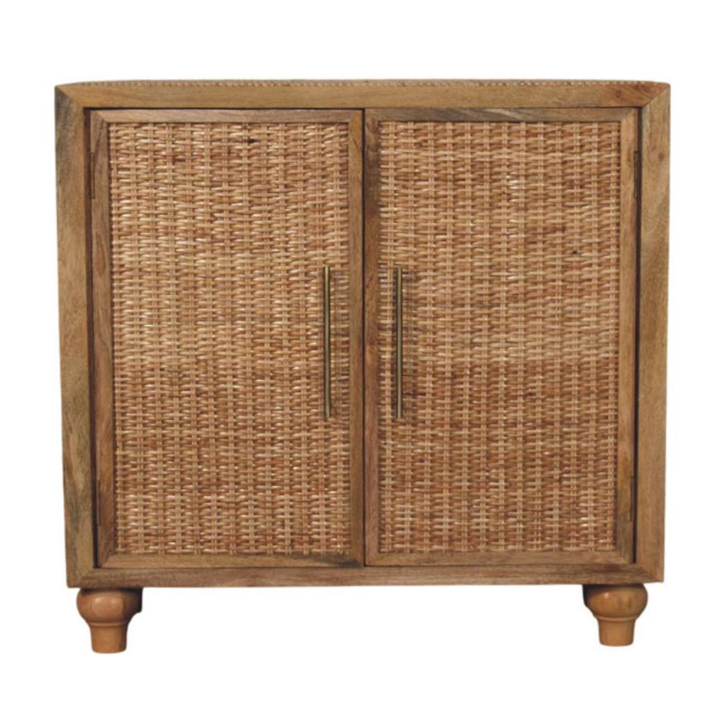 Rattan Oak 2-Door Cabinet | Textured Doors | Versatile Storage Furniture