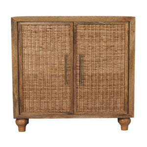 Rattan Oak 2-Door Cabinet | Textured Doors | Versatile Storage Furniture