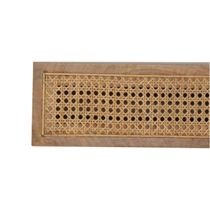 Rattan Wall-Mounted Bedside Table | Solid Mango Wood | Woven Storage Design