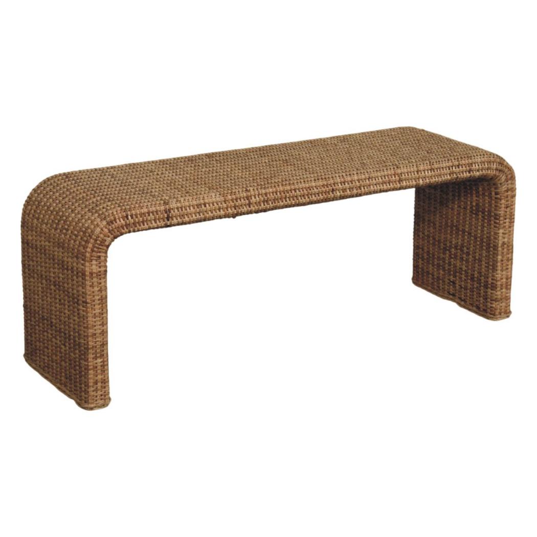 Rattan Weave Bench | Solid Mango Wood | Natural Woven Seat