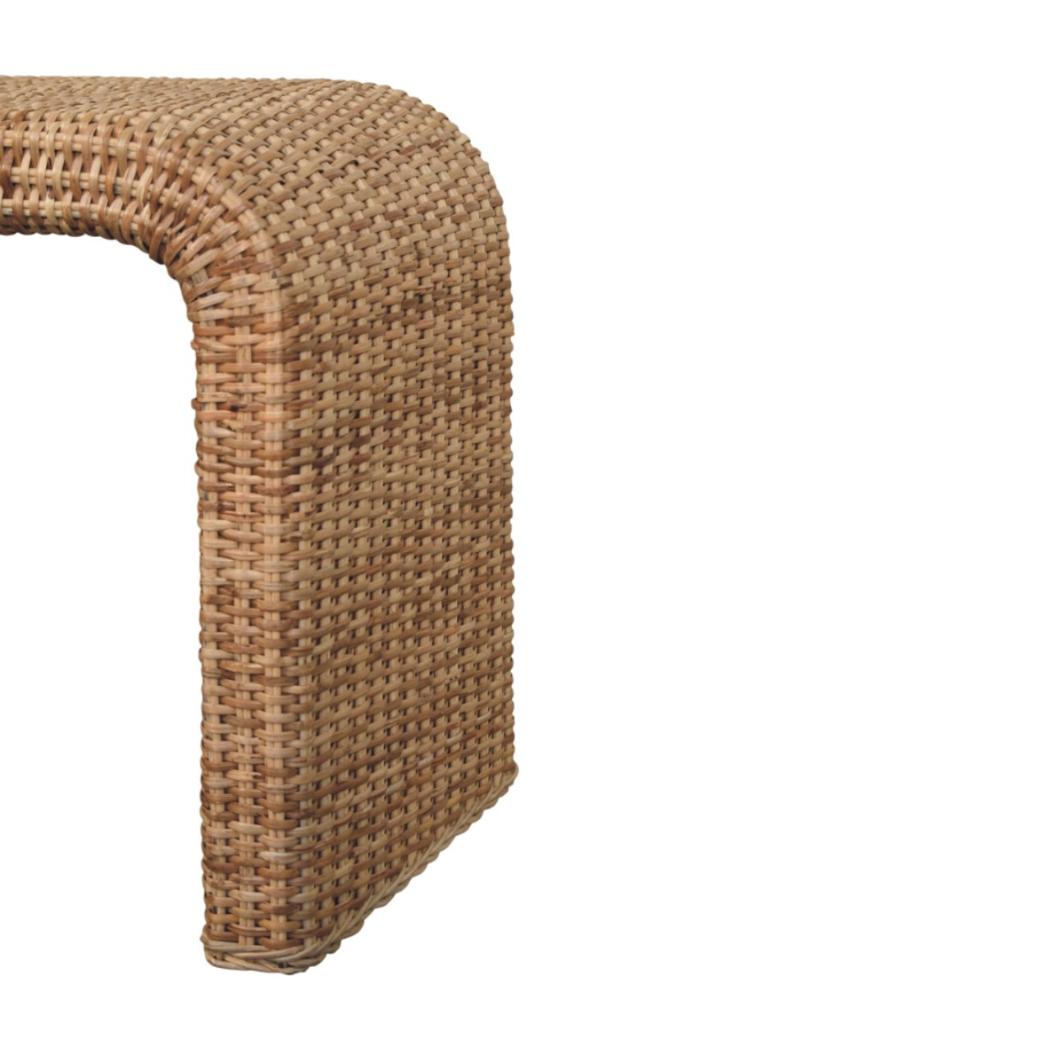Rattan Weave Bench | Solid Mango Wood | Natural Woven Seat