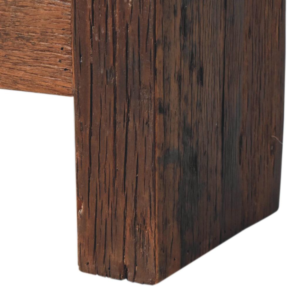 Reclaimed Bouclé Bench | Reclaimed Teak, Oak & Pine | Cream Bouclé Seat | Rustic Accent Seating