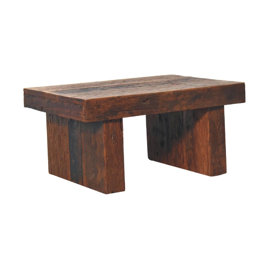 Reclaimed Cube Coffee Table | Reclaimed Teak, Oak & Pine | Natural Finish | Rustic Living Room Table