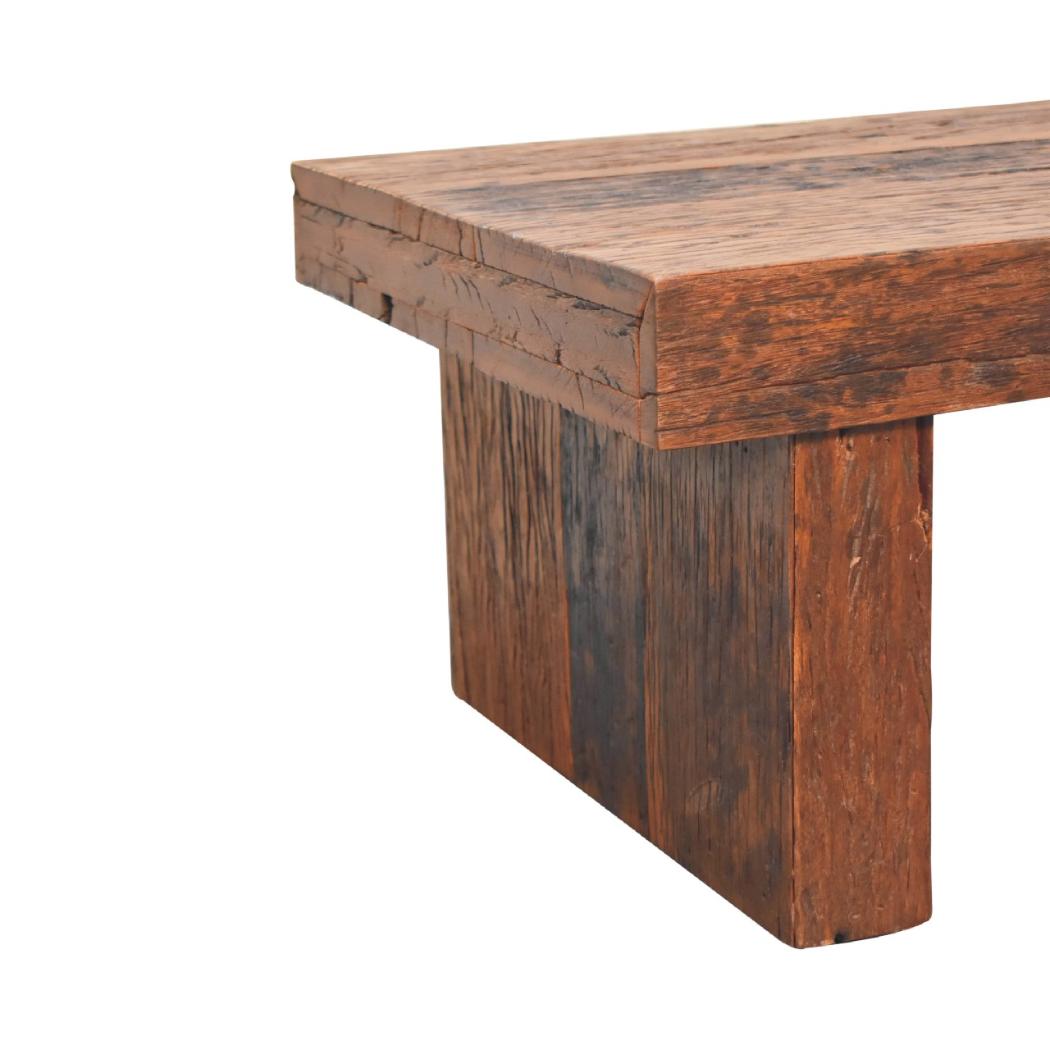 Reclaimed Cube Coffee Table | Reclaimed Teak, Oak & Pine | Natural Finish | Rustic Living Room Table