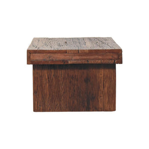 Reclaimed Cube Coffee Table | Reclaimed Teak, Oak & Pine | Natural Finish | Rustic Living Room Table