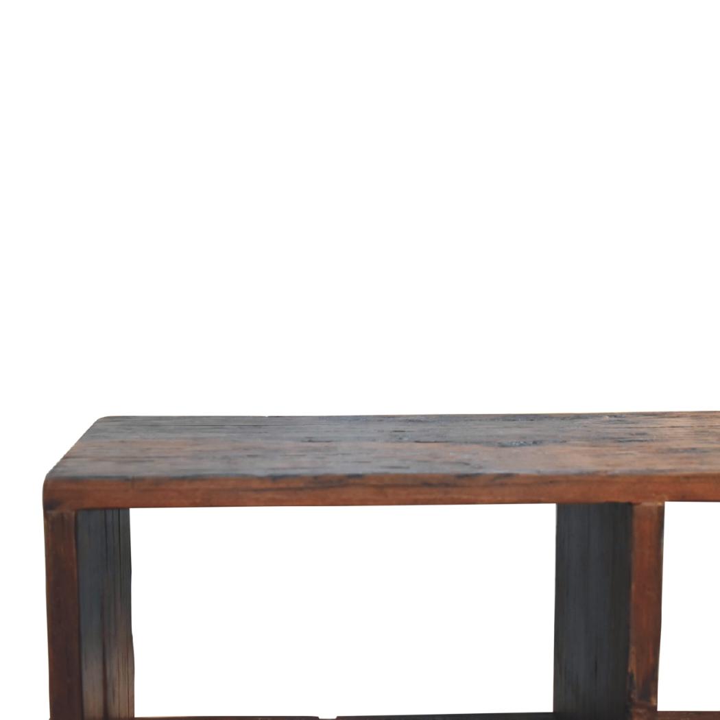 Reclaimed Cube Media Unit | Reclaimed Teak, Oak & Pine | Natural Finish | 2 Open Compartments