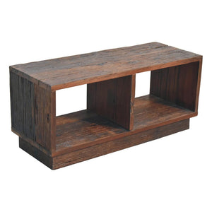 Reclaimed Cube Media Unit | Reclaimed Teak, Oak & Pine | Natural Finish | 2 Open Compartments
