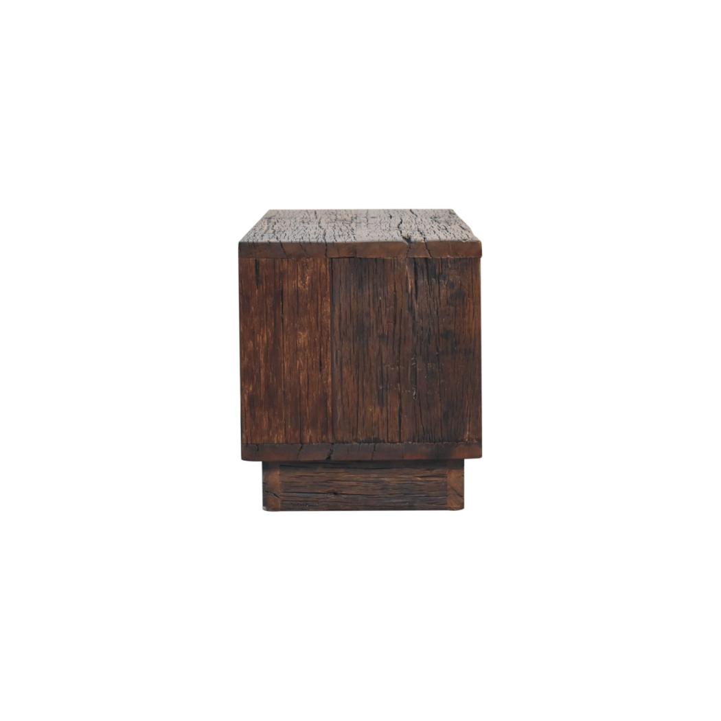 Reclaimed Cube Media Unit | Reclaimed Teak, Oak & Pine | Natural Finish | 2 Open Compartments