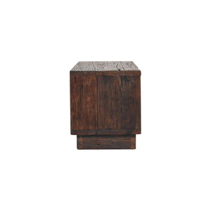 Reclaimed Cube Media Unit | Reclaimed Teak, Oak & Pine | Natural Finish | 2 Open Compartments