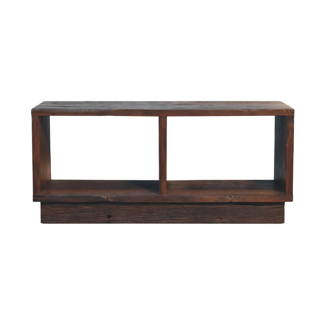 Reclaimed Cube Media Unit | Reclaimed Teak, Oak & Pine | Natural Finish | 2 Open Compartments