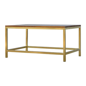 Rectangular Gold Coffee Table | Metallic Accent Finish | Contemporary Living Room Table