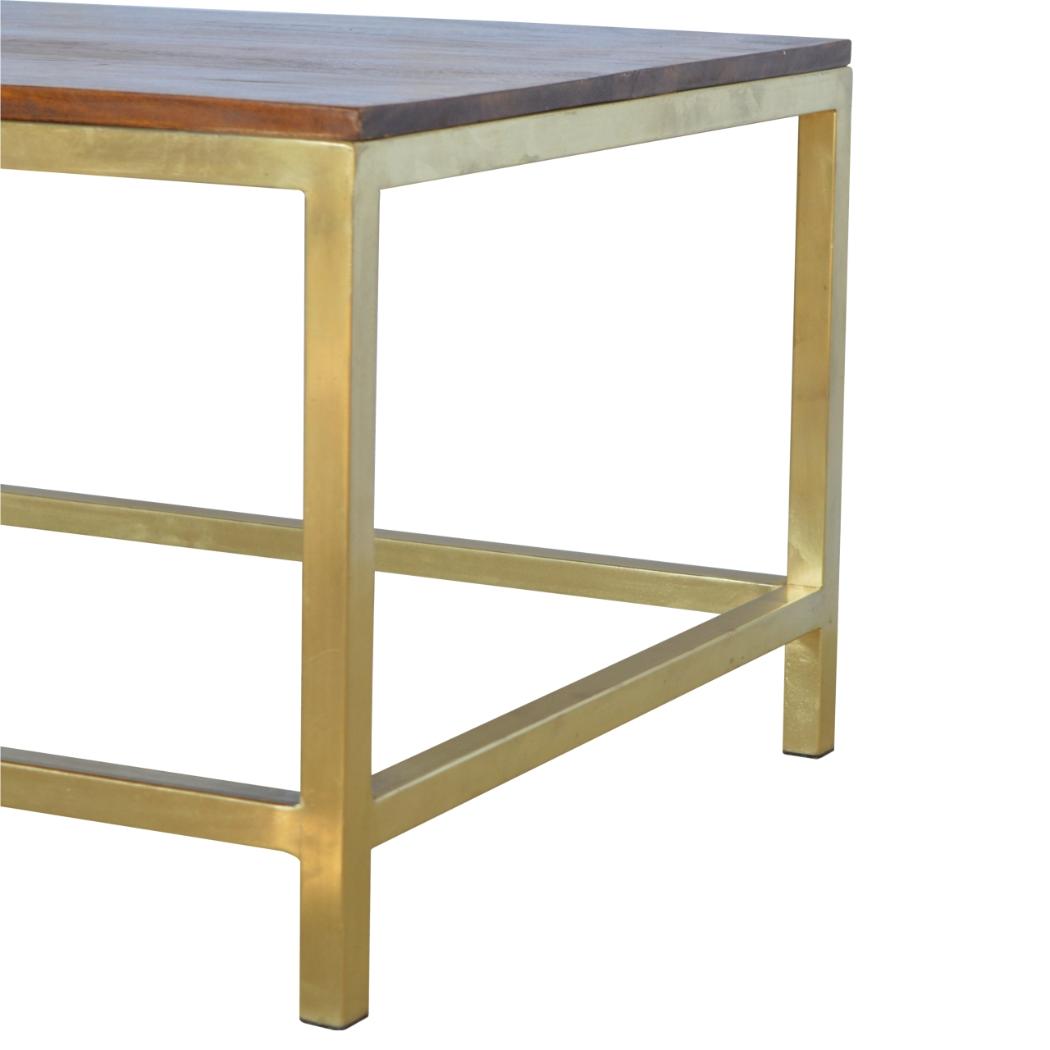 Rectangular Gold Coffee Table | Metallic Accent Finish | Contemporary Living Room Table