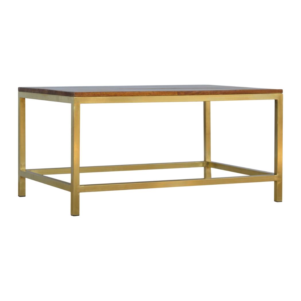 Rectangular Gold Coffee Table | Metallic Accent Finish | Contemporary Living Room Table