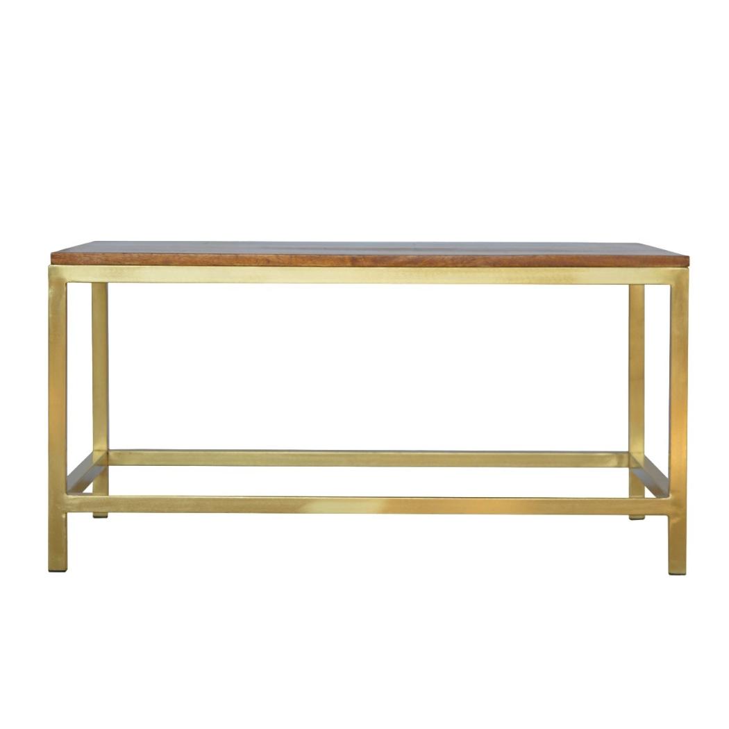 Rectangular Gold Coffee Table | Metallic Accent Finish | Contemporary Living Room Table