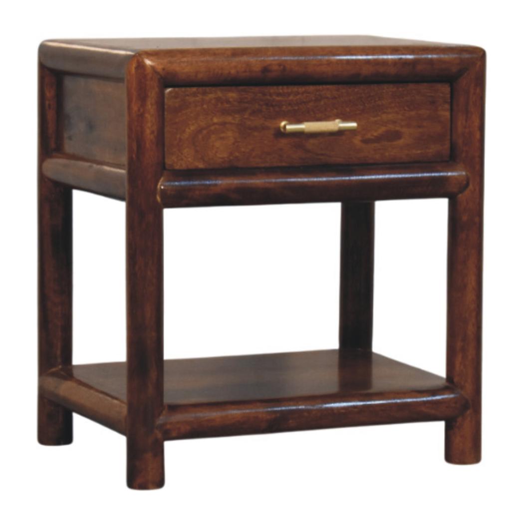 Regency Bedside Table | Solid Mango Wood | Chestnut Finish | 1 Drawer