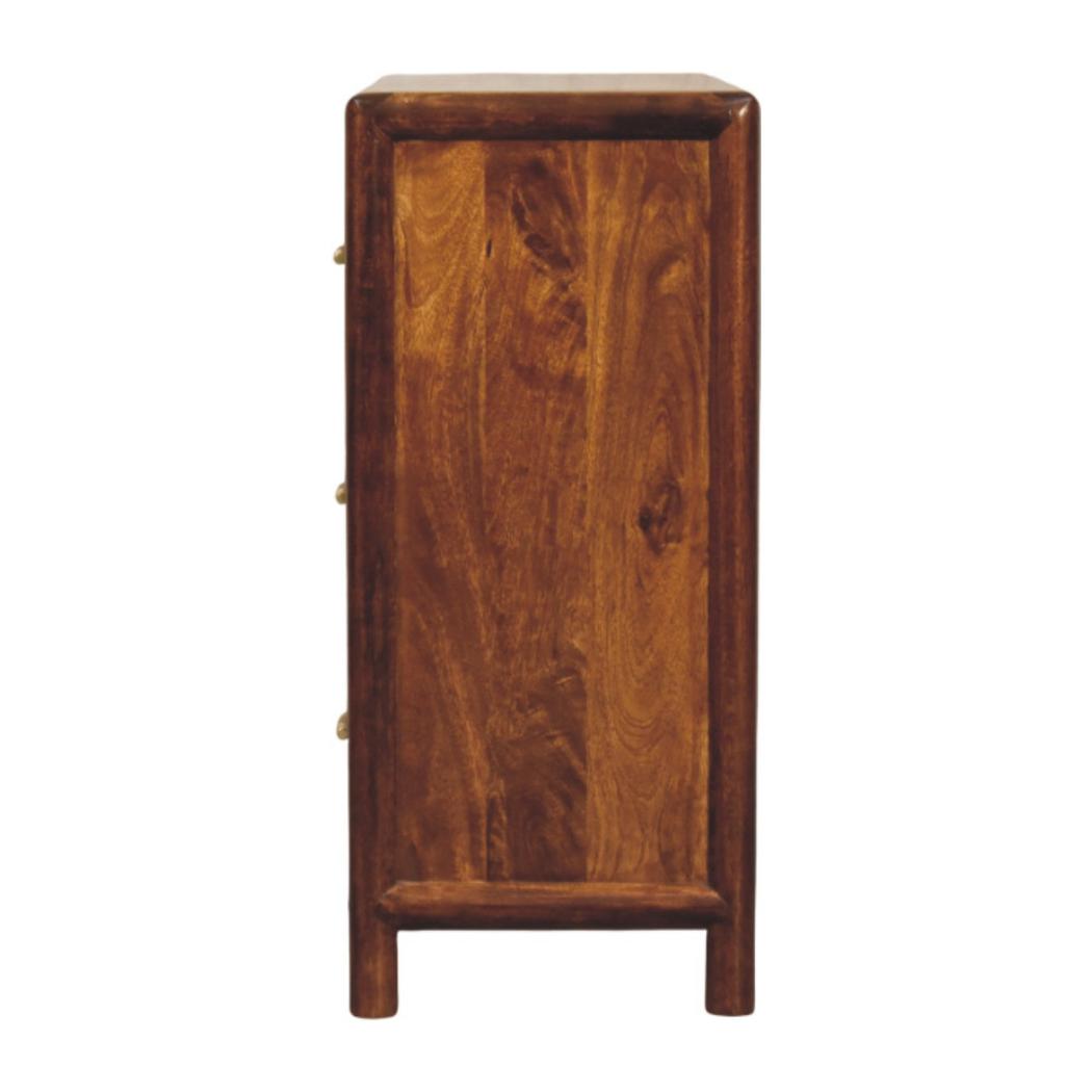 Regency Chest of Drawers | Solid Mango Wood | Chestnut Finish | 3 Drawers