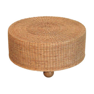 Regency Round Woven Coffee Table | Solid Mango Wood | Ball Feet | Textured Centre Table