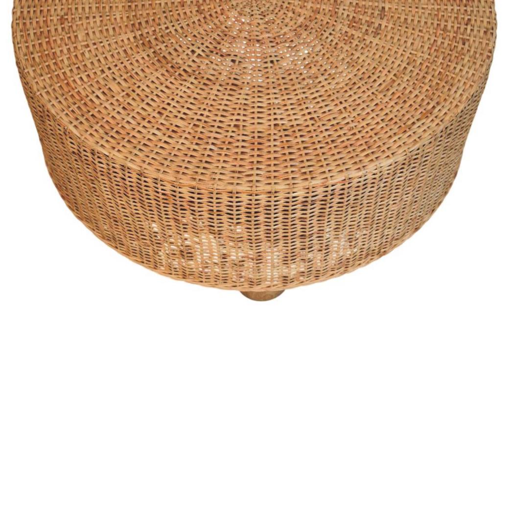 Regency Round Woven Coffee Table | Solid Mango Wood | Ball Feet | Textured Centre Table