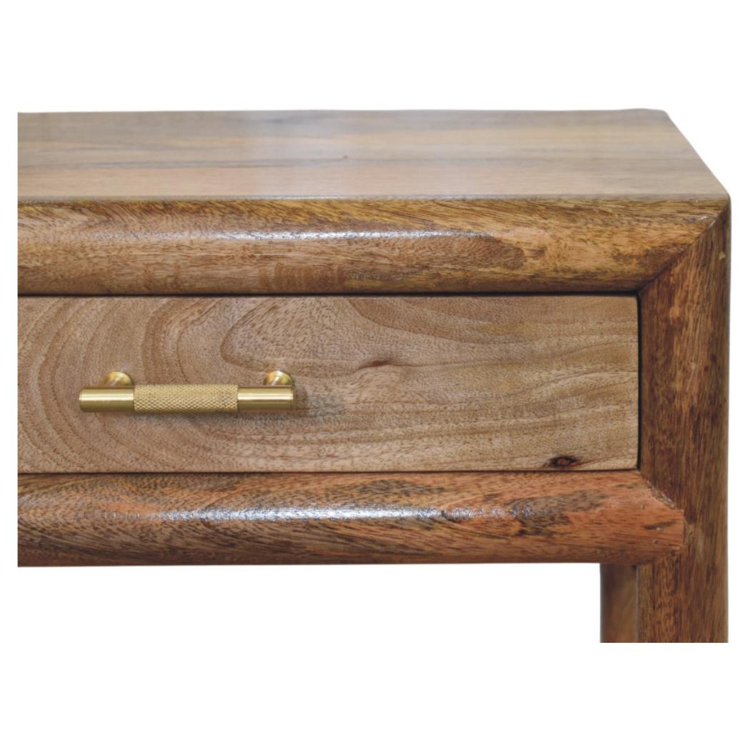 Regency Woven Bedside Table | Solid Mango Wood | Oak-ish Finish | 1 Drawer