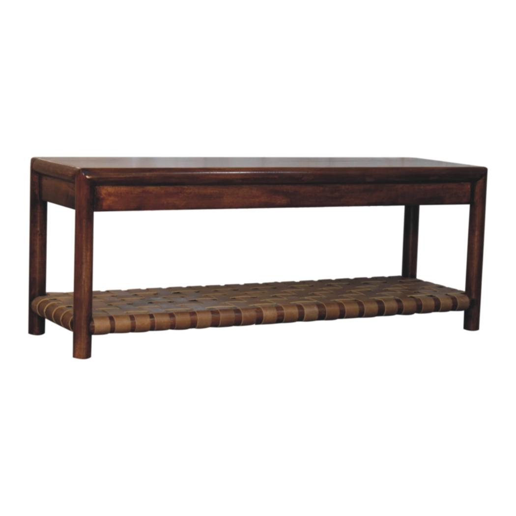 Regency Woven Bench | Solid Wood Frame | Textured Finish