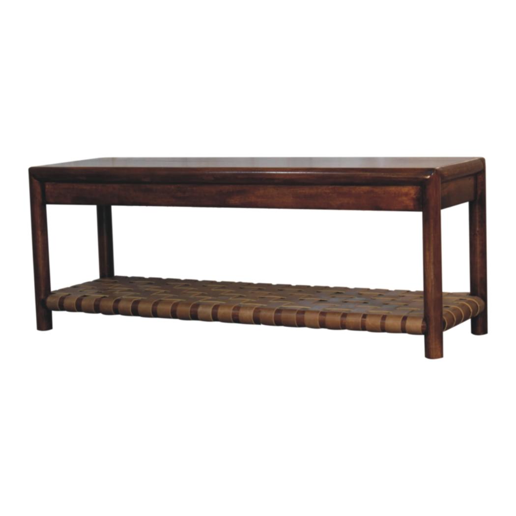 Regency Woven Bench | Solid Wood Frame | Textured Finish