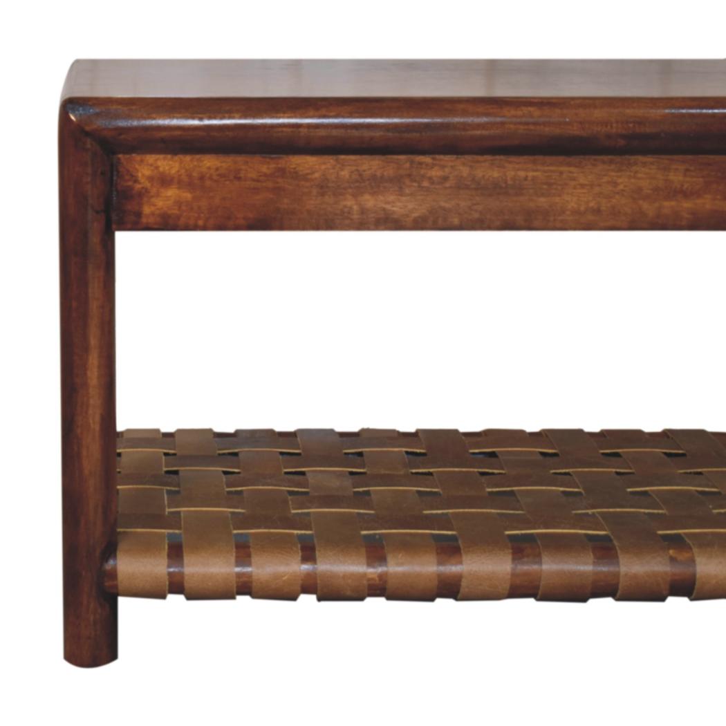 Regency Woven Bench | Solid Wood Frame | Textured Finish