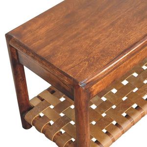 Regency Woven Bench | Solid Wood Frame | Textured Finish