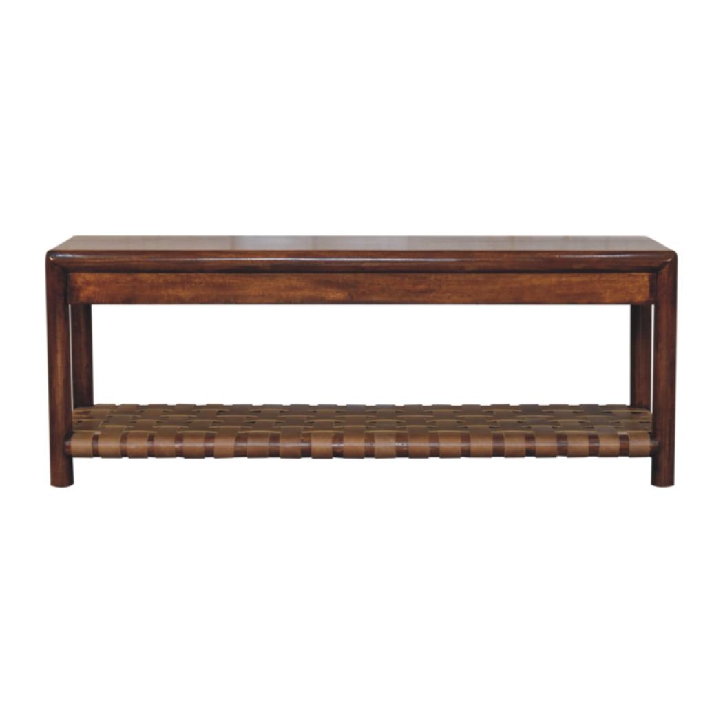 Regency Woven Bench | Solid Wood Frame | Textured Finish