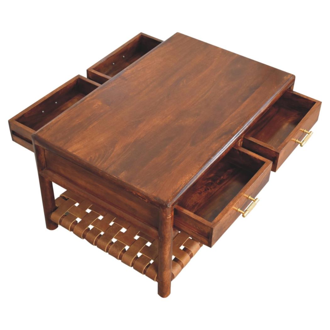 Regency Woven Coffee Table | Solid Mango Wood | 2 Drawer Storage