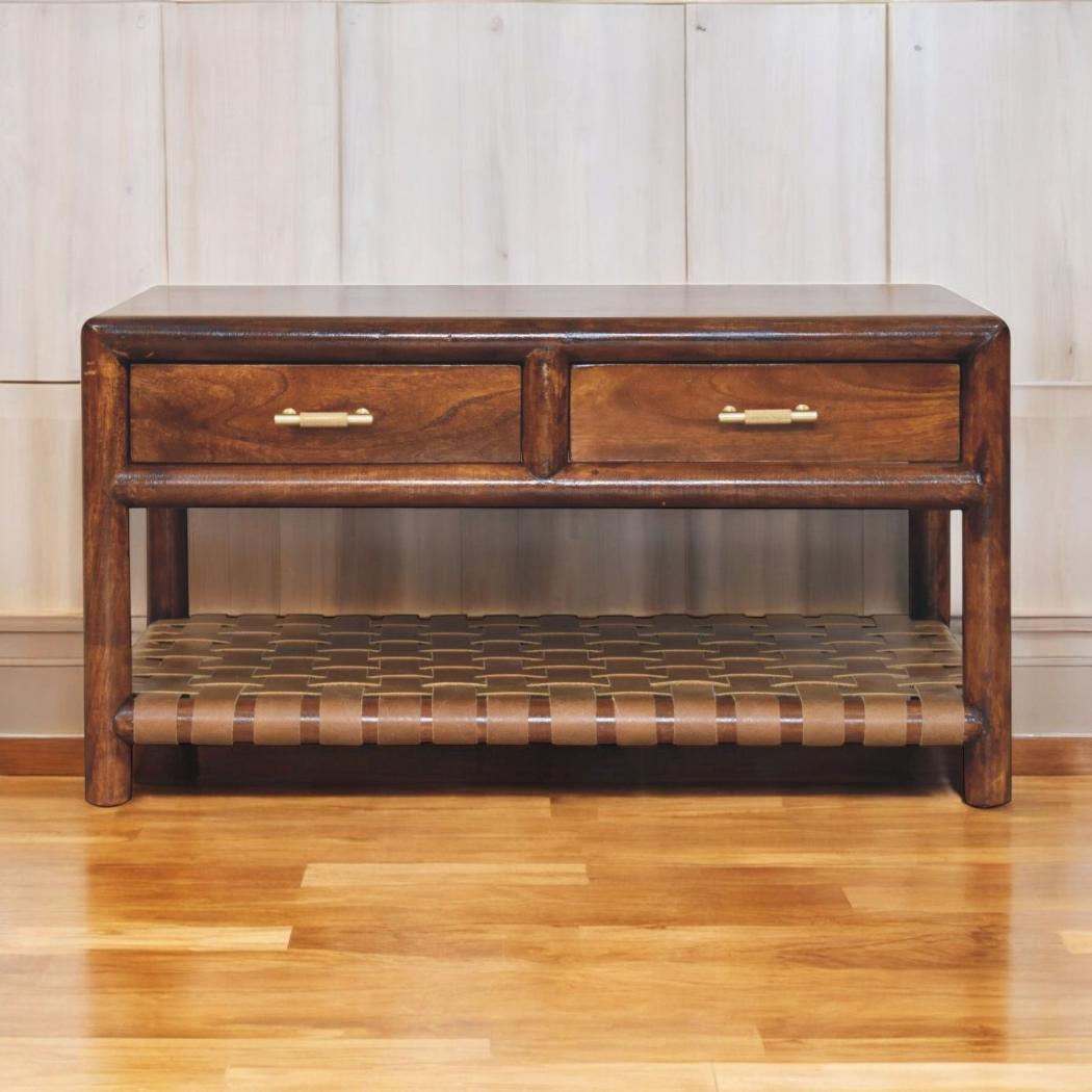 Regency Woven Coffee Table | Solid Mango Wood | 2 Drawer Storage