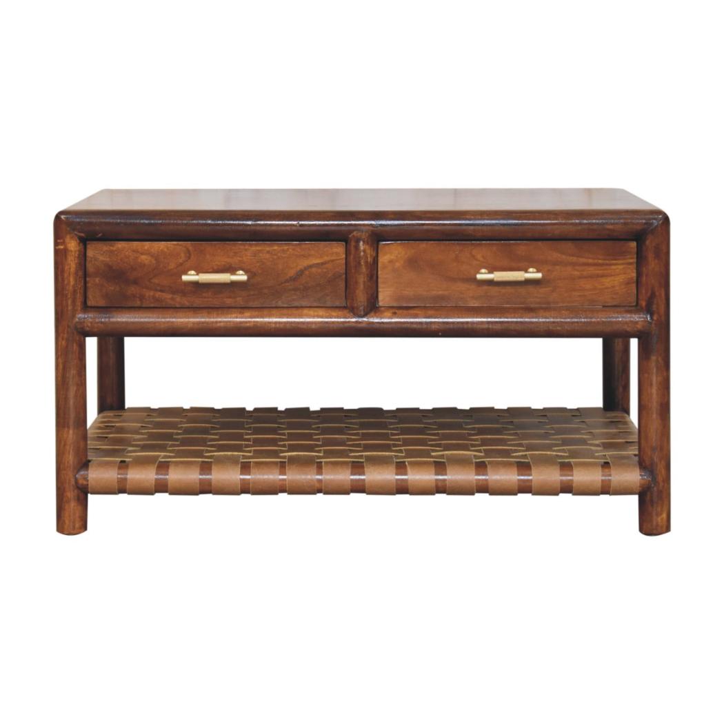 Regency Woven Coffee Table | Solid Mango Wood | 2 Drawer Storage