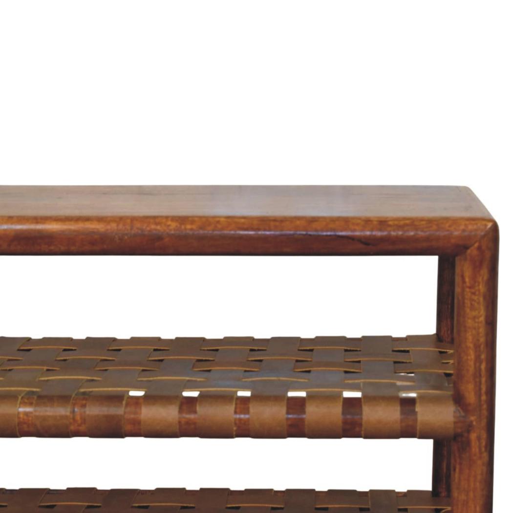 Regency Woven Shoe Rack | Solid Mango Wood | Chestnut Finish | 2 Slots