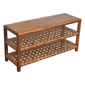 Regency Woven Shoe Rack | Solid Mango Wood | Chestnut Finish | 2 Slots