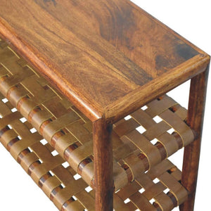 Regency Woven Shoe Rack | Solid Mango Wood | Chestnut Finish | 2 Slots