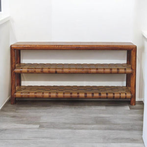 Regency Woven Shoe Rack | Solid Mango Wood | Chestnut Finish | 2 Slots