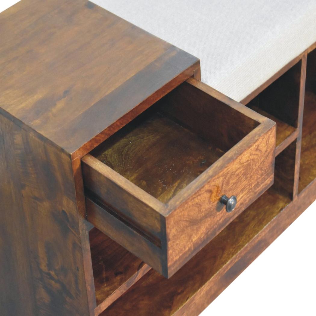 Retreat Shoe Bench | Solid Mango Wood | Chestnut Finish