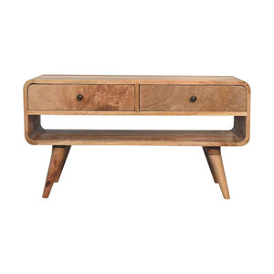 Reverse Curve Oak-Inspired Media Unit | Solid Mango Wood | Reverse Curved Profile