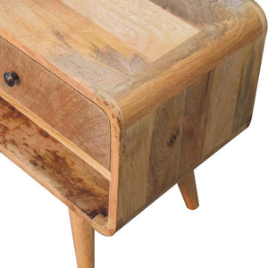 Reverse Curve Oak-Inspired Media Unit | Solid Mango Wood | Reverse Curved Profile