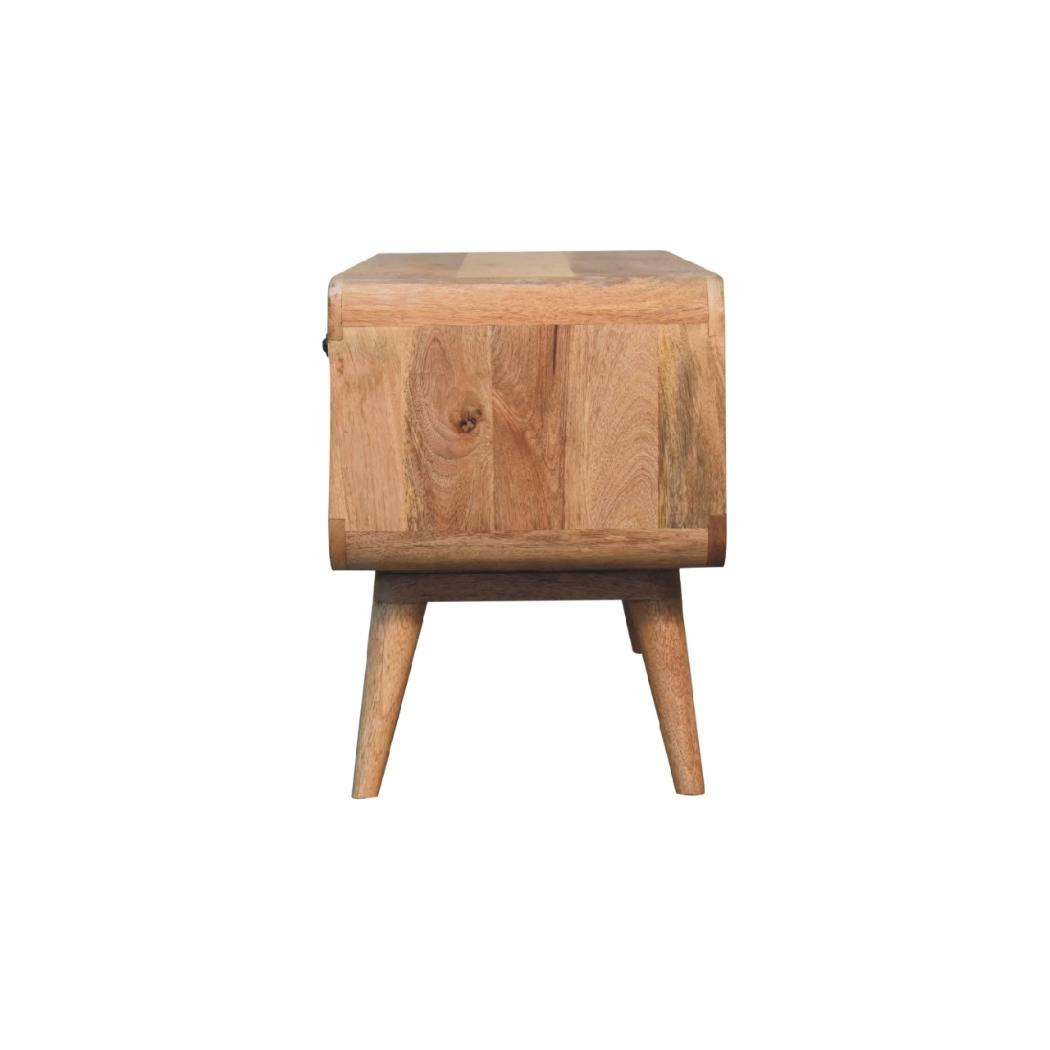 Reverse Curve Oak-Inspired Media Unit | Solid Mango Wood | Reverse Curved Profile