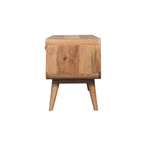 Reverse Curve Oak-Inspired Media Unit | Solid Mango Wood | Reverse Curved Profile