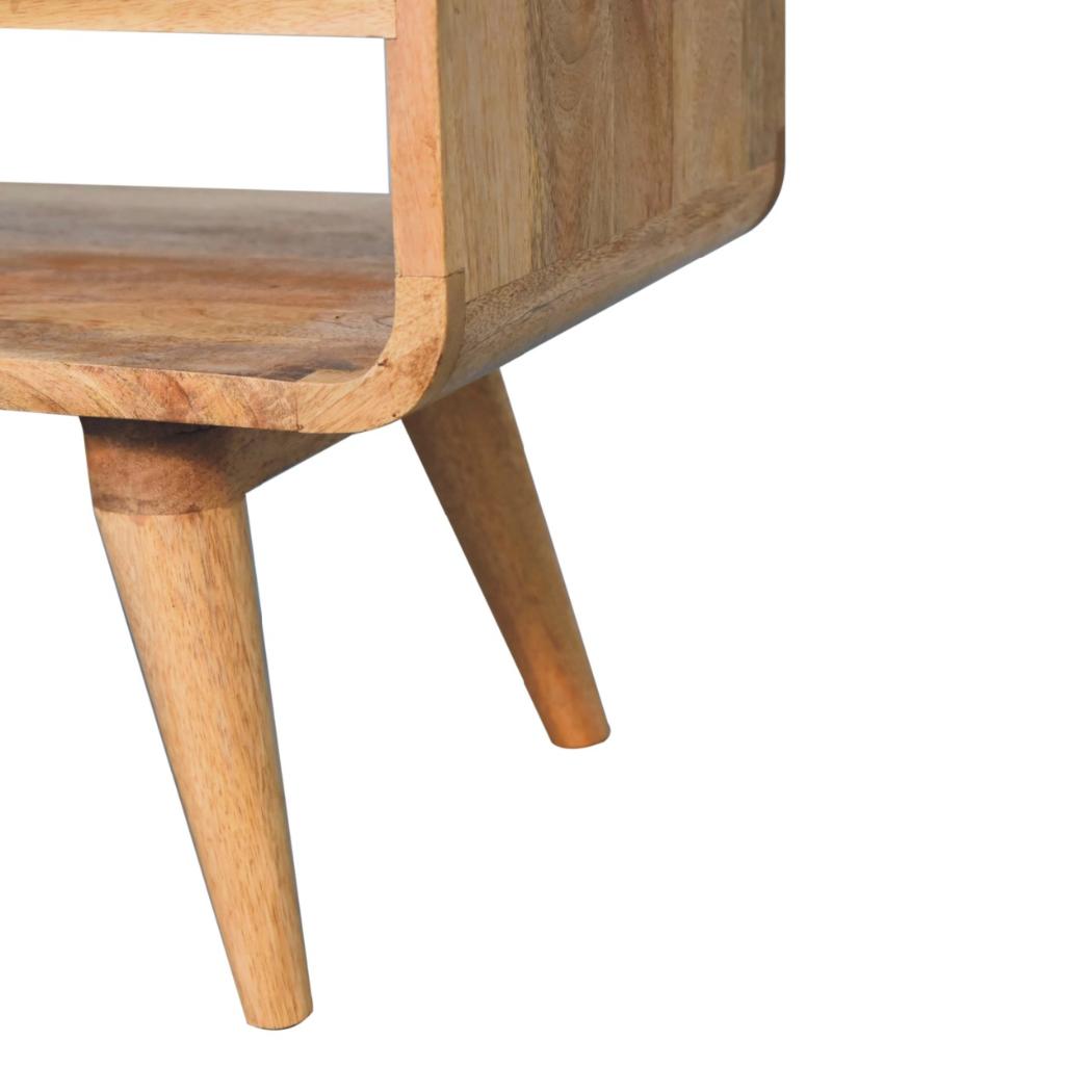 Reverse Curve Oak-Inspired Media Unit | Solid Mango Wood | Reverse Curved Profile