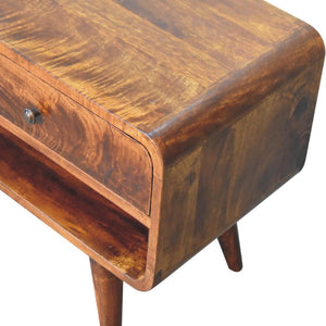 Reverse Curved Chestnut Media Unit | Solid Mango Wood | Reverse Curved Profile