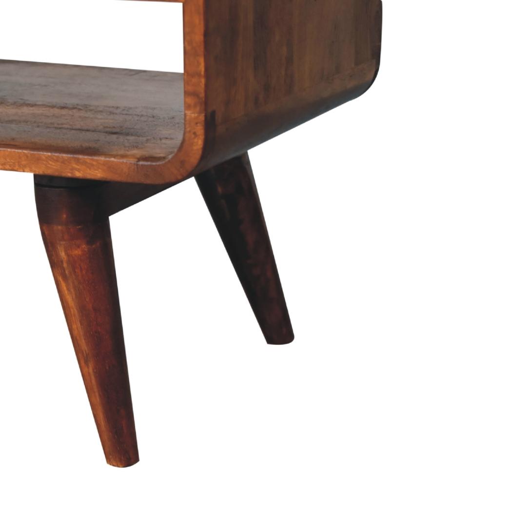 Reverse Curved Chestnut Media Unit | Solid Mango Wood | Reverse Curved Profile