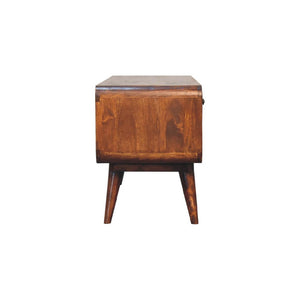 Reverse Curved Chestnut Media Unit | Solid Mango Wood | Reverse Curved Profile