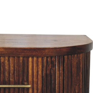 Ribbed Bedside Table | Brass Handles | Textured Storage Design