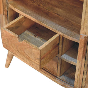 Ribbed Curve Storage Cabinet | Solid Mango Wood | Natural Finish | 2 Door Accent Cabinet