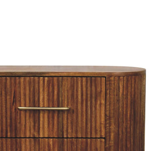 Ridgefront Chest of Drawers | Solid Mango Wood | Amber Oak Finish | 6 Drawer Storage Dresser