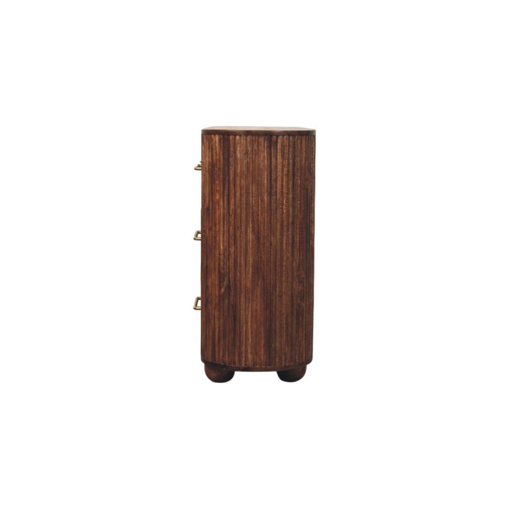 Ridgefront Chest of Drawers | Solid Mango Wood | Roasted Almond Finish | 6 Drawer Storage Dresser